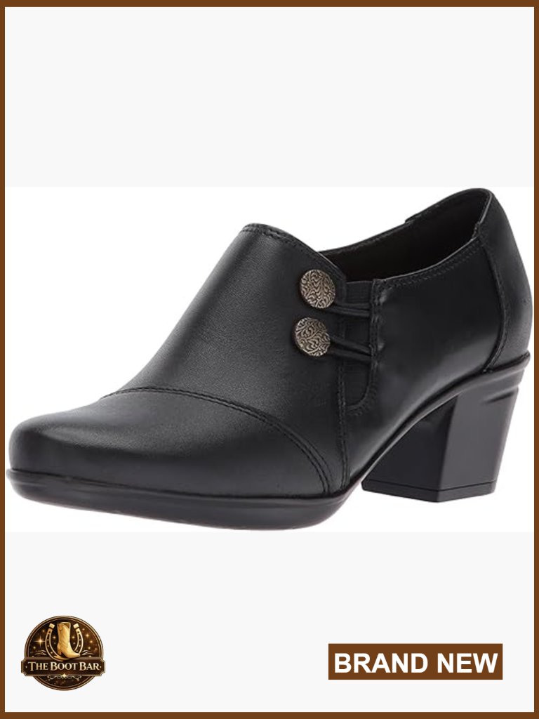 Leather Ankle Boots With Cushioned Footbed, Chunky Heel, Pull-On Closure